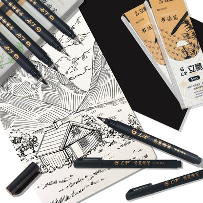4 pcs Calligraphy Art Marker Pens Brush Art as a gift for Craft Supplies Art Writing Office School Supplies Stationery Student
