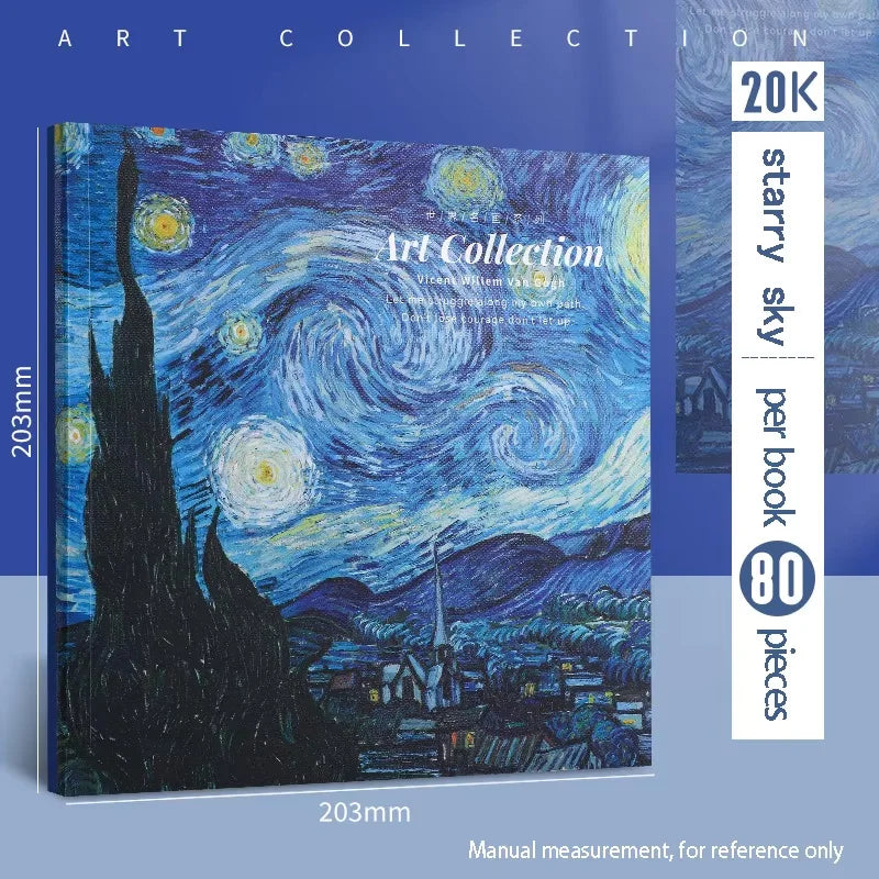 20K Van Gogh Oil Painting Sketch Book Hand Ledger Thickened with 80 Blank Student Art Drawing Special Sketching Book