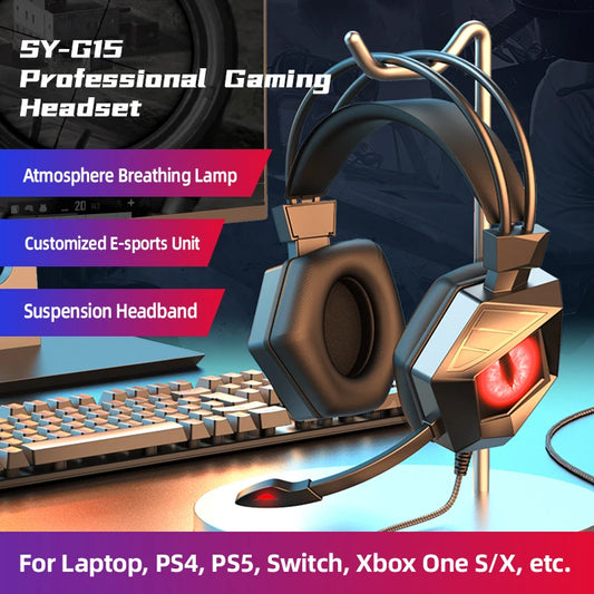 Professional Led Light Wired Gaming Headphones With Microphone For Computer PS4 PS5 Xbox Bass Stereo PC Gaming Headset Gifts