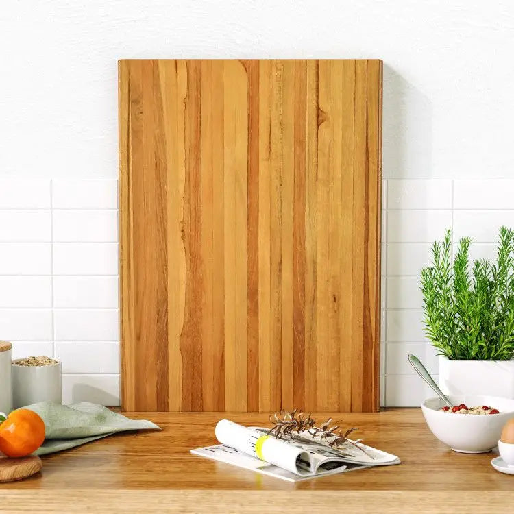 Extra Large 24 Inch Natural Reversible Teak Wood Cutting Board with Handle Specialty Tool for Kitchen Use