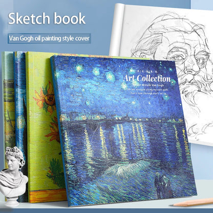 20K Van Gogh Oil Painting Sketch Book Hand Ledger Thickened with 80 Blank Student Art Drawing Special Sketching Book