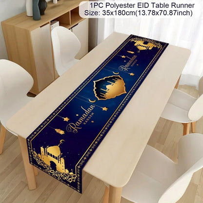 Ramadan Table Runner Eid Mubarak Decor For Home 2025 Tablecloth Islamic Muslim Party Supplies Ramadan Kareem Eid Al-Fitr Gifts