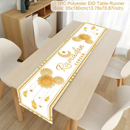 Ramadan Table Runner Eid Mubarak Decor For Home 2025 Tablecloth Islamic Muslim Party Supplies Ramadan Kareem Eid Al-Fitr Gifts