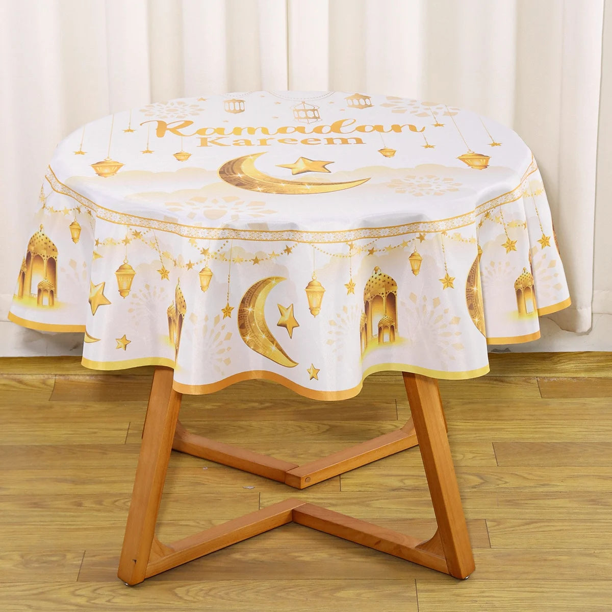 Ramadan Round Tablecloth Table Cover Ramadan Decoration 2026 for Home Ramadan Kareem Islamic Muslim Party Eid Al-Fitr Gift
