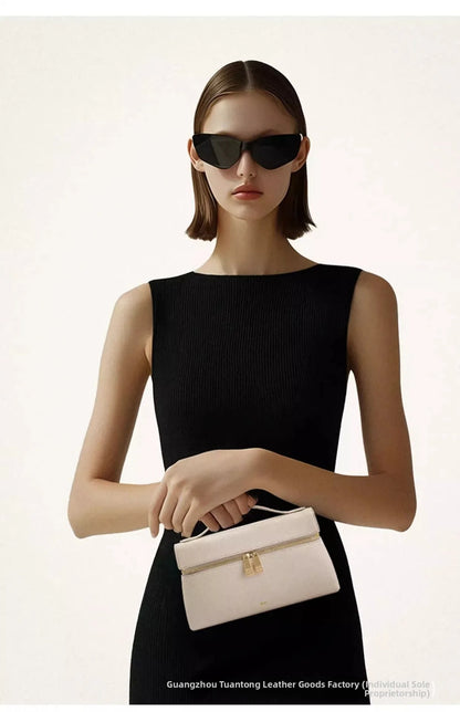JWPEI Box-Shaped Cross-Border Shoulder Bag Small Niche Design Handbag Diagonal Bag Leather Handbag for Daily Matching