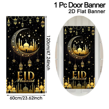 Eid Mubarak Door Decor Ramadan Kareem Banner Flag Ramadan Decorations For Home 2026 Islamic Muslim Party Decor Eid Al-Fitr Gifts