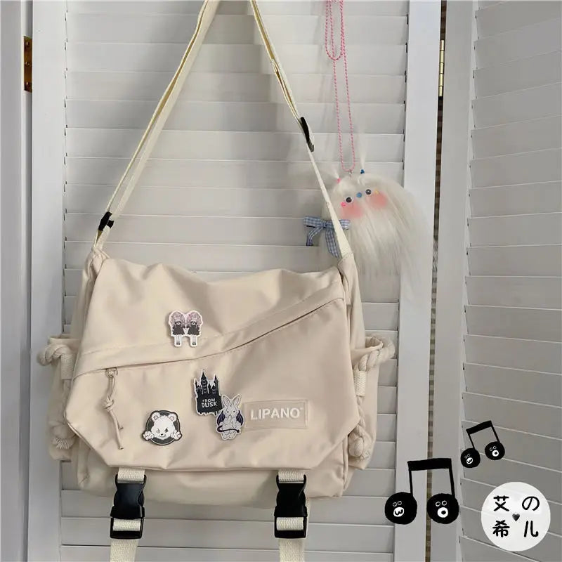 Shoulder Bag Large Capacity Crossbody Bag Retro Workwear Postman Bags for Women Nylon Handbags