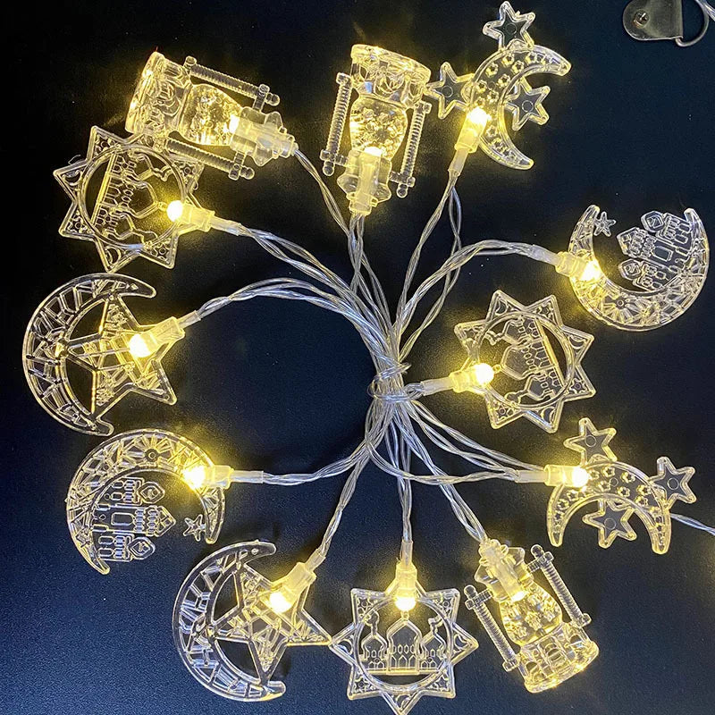 1.5M 10pcs LED Lights Ramadan Theme String Light Indoor and Outdoor Atmosphere Home Decor Hanging Eid Celebration Party Supplies