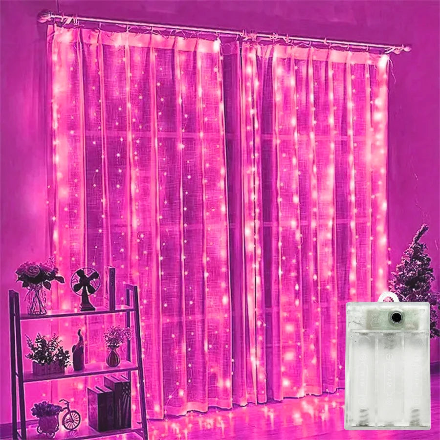 Battery Powered Ramadan Decoration LED Curtain String Lights Fairy Lights EID Mubarak Bedroom Wedding Valentine's Day Party