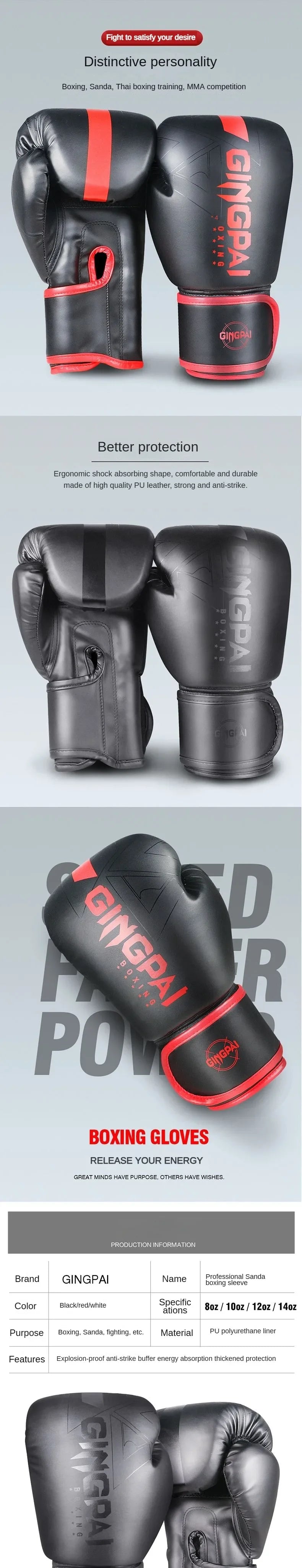 Professional Boxing Gloves Adult Sparring Free Fighting Gloves Breathable Large Size Fighting Men Women Playing Sandbags Combat