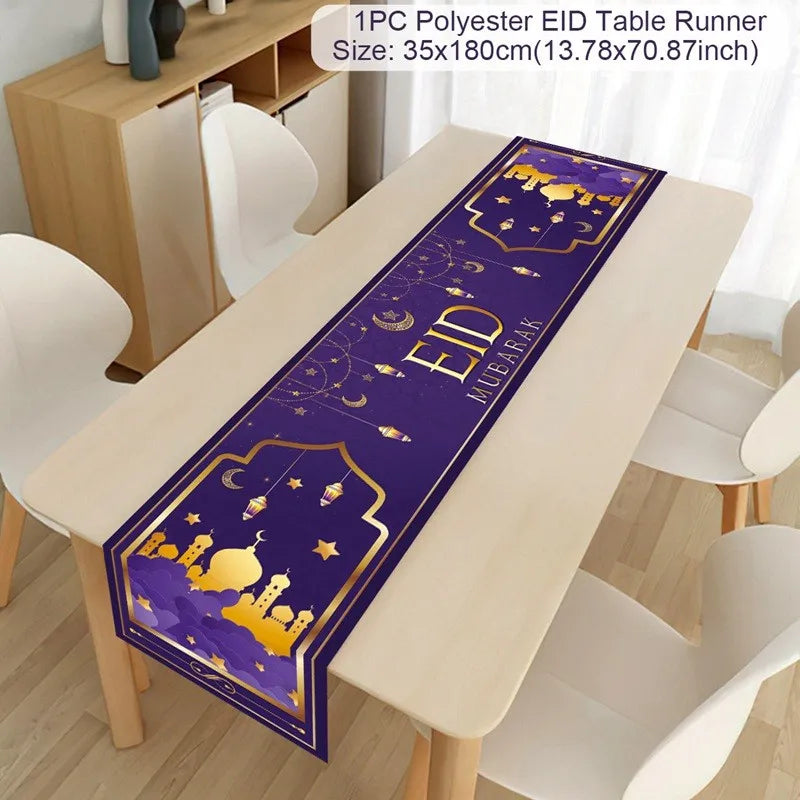 Ramadan Table Runner Eid Mubarak Decor For Home 2025 Tablecloth Islamic Muslim Party Supplies Ramadan Kareem Eid Al-Fitr Gifts