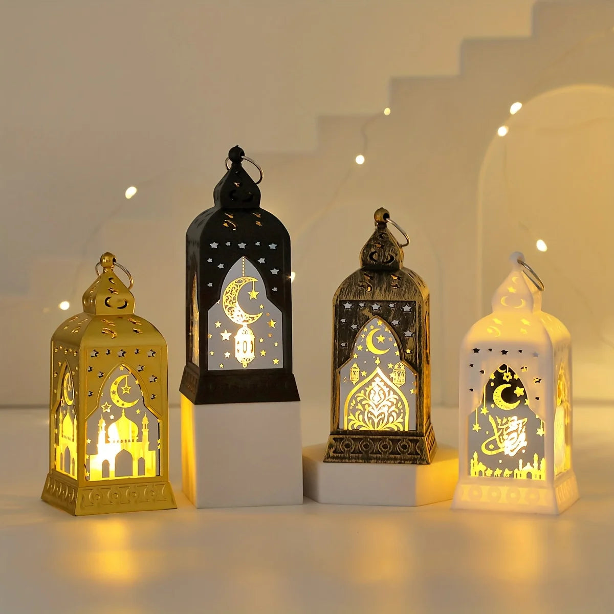 Ramadan Decoration LED Lantern Light Eid Mubarak Star Moon Castle Lights Eid Al-Fitr Gift Islamic Muslim Festival Party Supplies