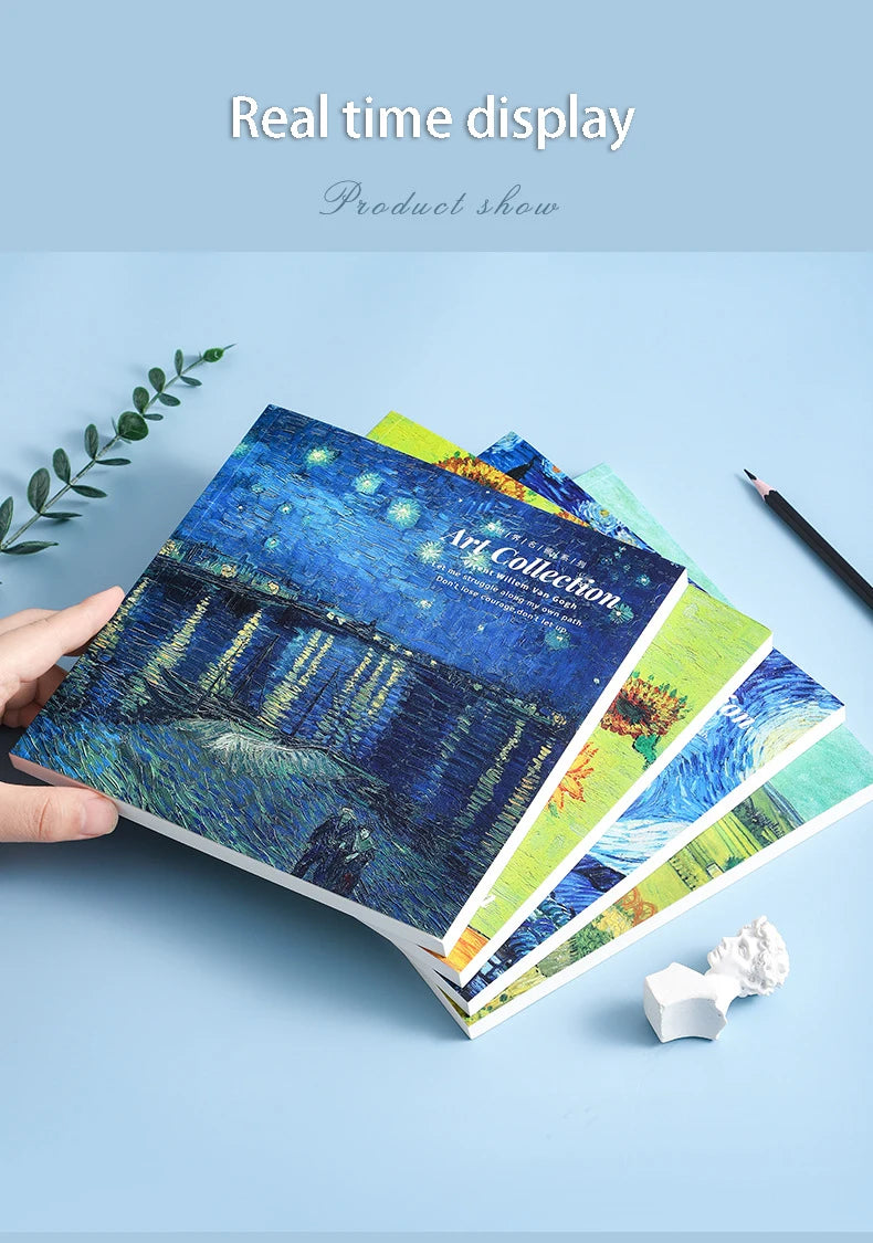 20K Van Gogh Oil Painting Sketch Book Hand Ledger Thickened with 80 Blank Student Art Drawing Special Sketching Book
