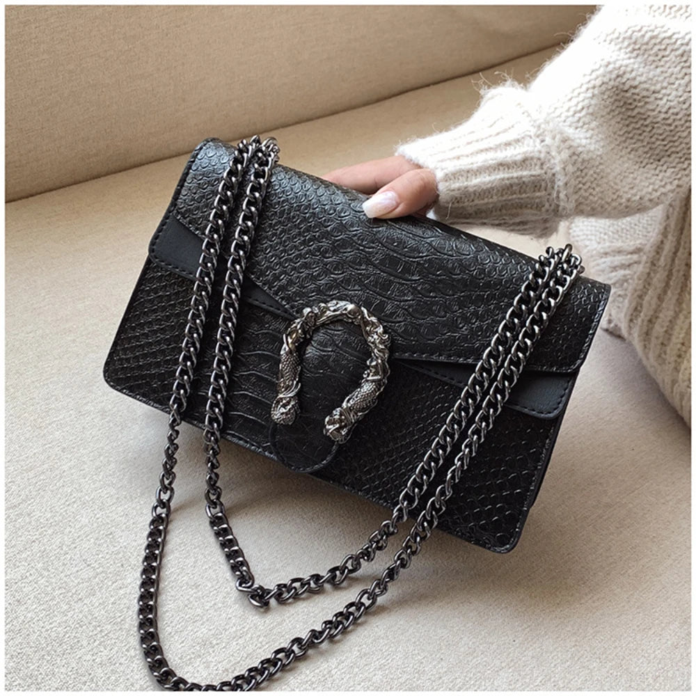 The 2025 new retro crocodile-patterned chain Dionysus bag is a high-end single-shoulder crossbody women's bag