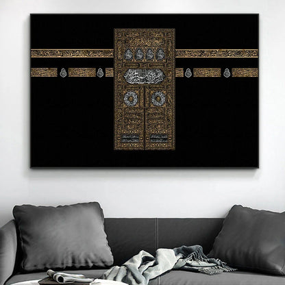 Abstract Muslim Kaaba Mecca Wall Picture Canvas Painting Wall Art Golden Art Posters Prints for Living Room Office Decoration