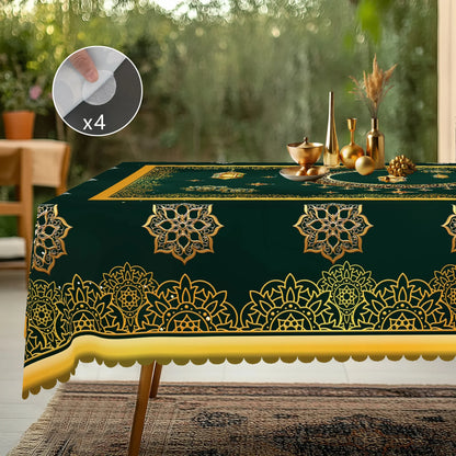 1 Piece of Muslim Ramadan Themed Round Tablecloth, Available in Various Sizes, Exquisite Crescent Moon and Hollow Floral Pattern Printed Round Decorative Tablecloth, Embossed Edge Craftsmanship, Ramadan Home Decoration, Suita