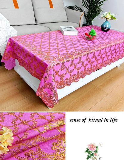 Europe and America Waterproof Lace Tablecloth Wash-Free Bronzing Dining Decoration Soft Dust-Proof Table Cover for Holiday Party