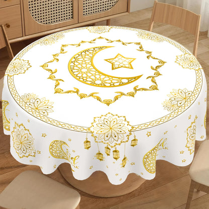 Ramadan Round Tablecloth Table Cover Ramadan Decoration 2026 for Home Ramadan Kareem Islamic Muslim Party Eid Al-Fitr Gift