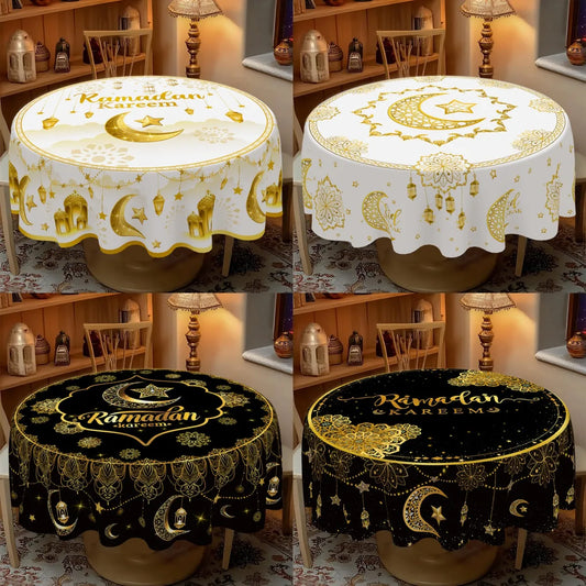 Ramadan Round Tablecloth Table Cover Ramadan Decoration 2026 for Home Ramadan Kareem Islamic Muslim Party Eid Al-Fitr Gift