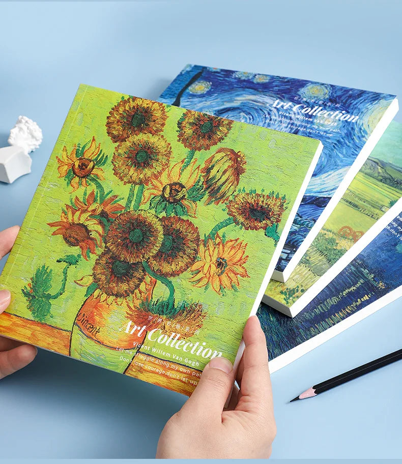 20K Van Gogh Oil Painting Sketch Book Hand Ledger Thickened with 80 Blank Student Art Drawing Special Sketching Book