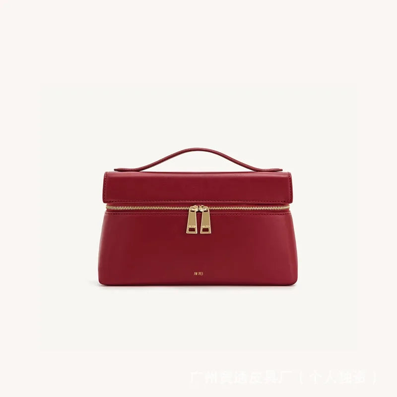 JWPEI Box-Shaped Cross-Border Shoulder Bag Small Niche Design Handbag Diagonal Bag Leather Handbag for Daily Matching