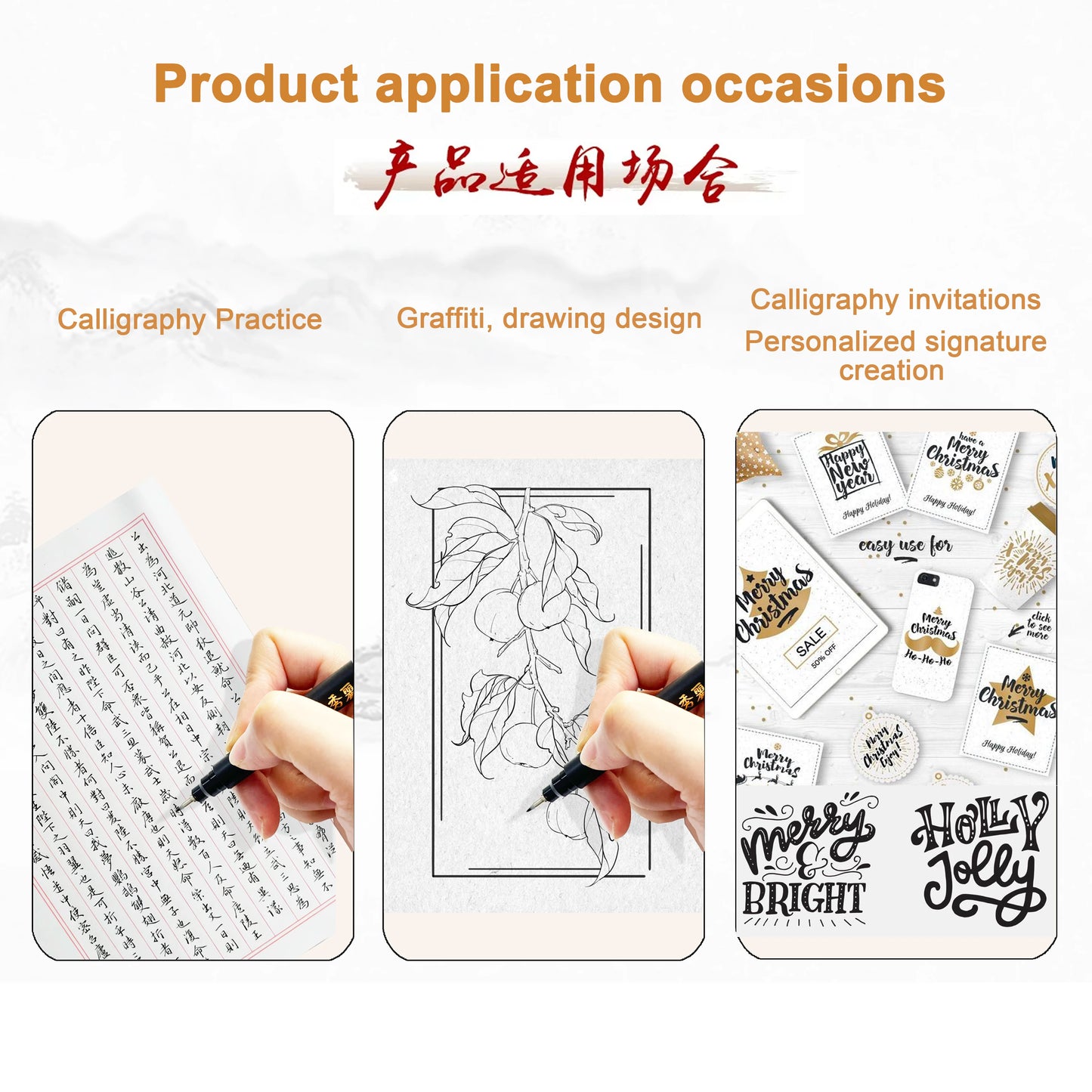 4 pcs Calligraphy Art Marker Pens Brush Art as a gift for Craft Supplies Art Writing Office School Supplies Stationery Student