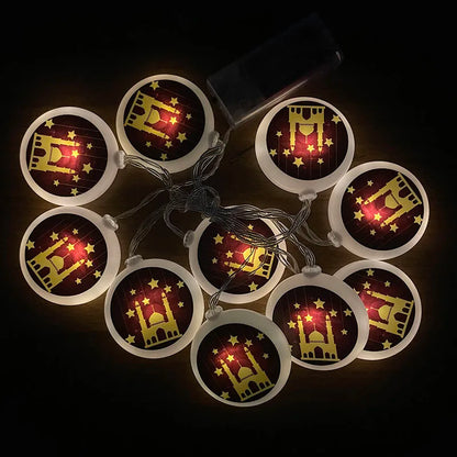 Ramadan Star Moon Castle LED String Lights Eid Mubarak Gift Islam Muslim Ramadan Kareem Decorations for Home Eid al-Fitr Party