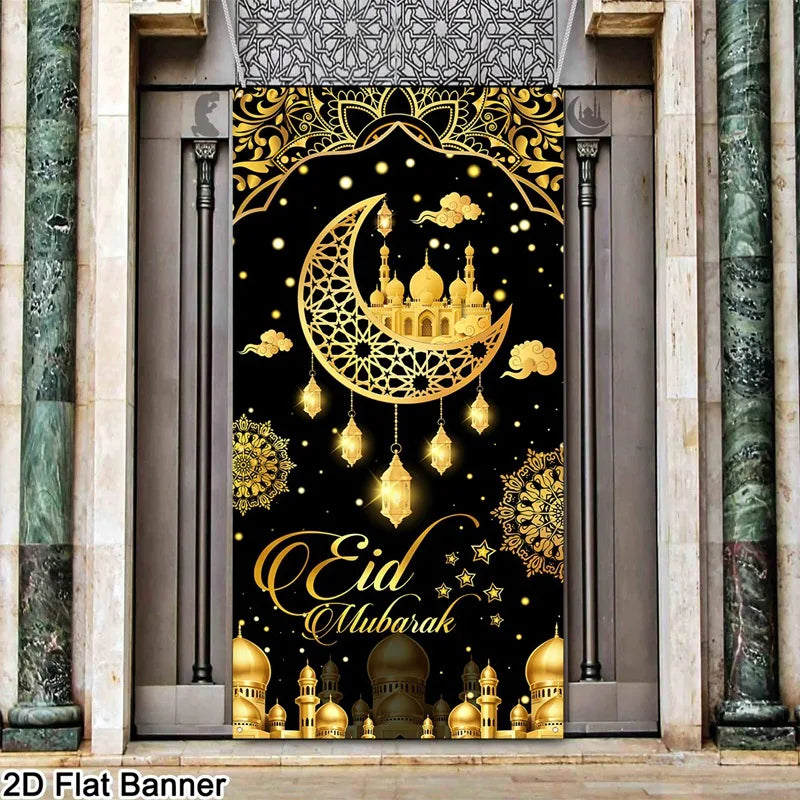 Eid Mubarak Door Decor Ramadan Kareem Banner Flag Ramadan Decorations For Home 2026 Islamic Muslim Party Decor Eid Al-Fitr Gifts