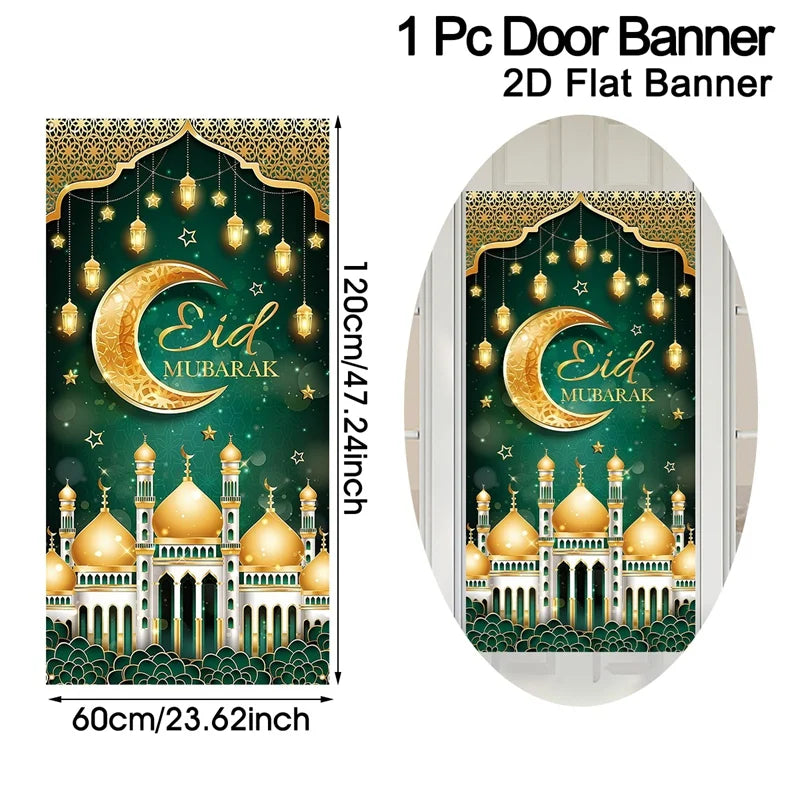 Eid Mubarak Door Decor Ramadan Kareem Banner Flag Ramadan Decorations For Home 2026 Islamic Muslim Party Decor Eid Al-Fitr Gifts