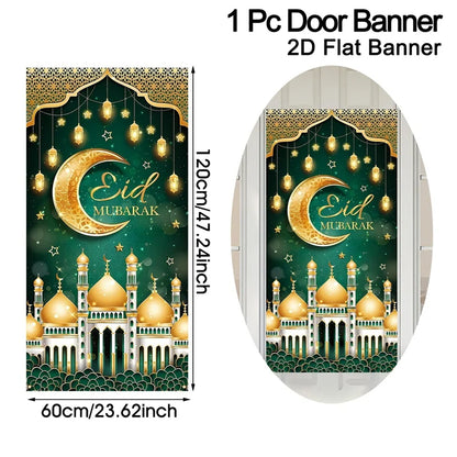 Eid Mubarak Door Decor Ramadan Kareem Banner Flag Ramadan Decorations For Home 2026 Islamic Muslim Party Decor Eid Al-Fitr Gifts