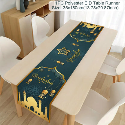 Ramadan Table Runner Eid Mubarak Decor For Home 2025 Tablecloth Islamic Muslim Party Supplies Ramadan Kareem Eid Al-Fitr Gifts