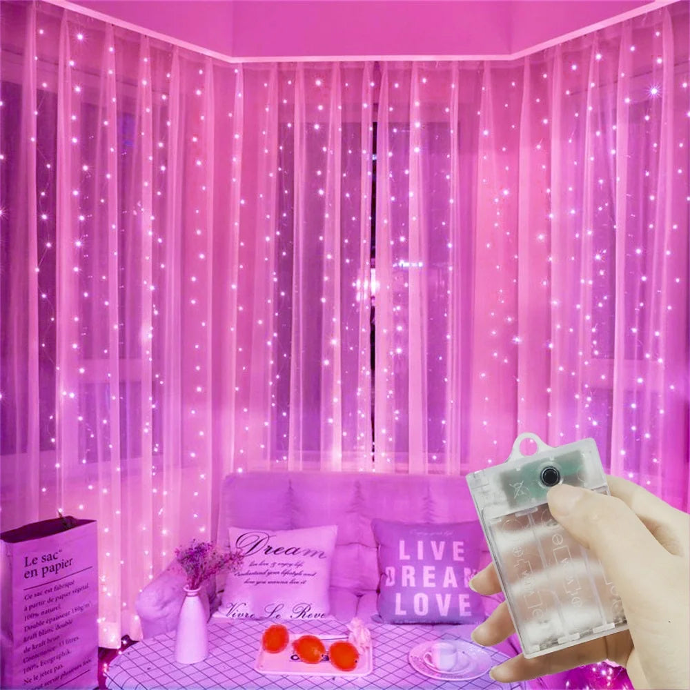 Ramadan Decoration for Home Battery Power LED Curtain Light String Wedding Birthday Party Decor 2026 Valentine's Day Eid Mubarak