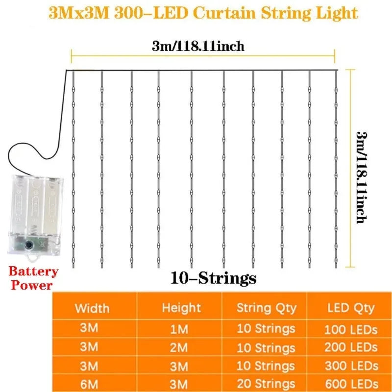 Ramadan Decoration 2026 Curtain LED String Lights Fairy Lights Battery Operated EID Mubarak Bedroom Wedding Valentine's Day