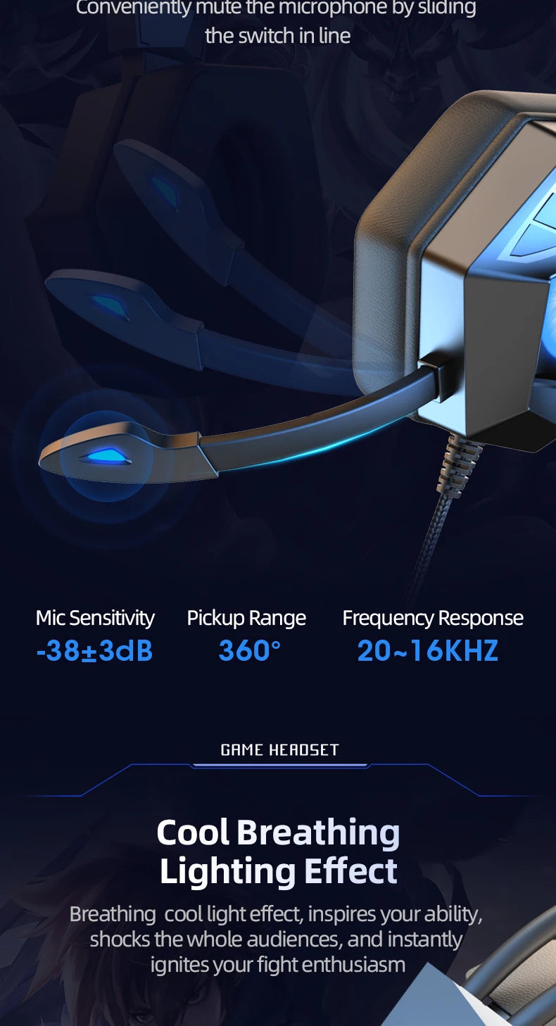 Professional Led Light Wired Gaming Headphones With Microphone For Computer PS4 PS5 Xbox Bass Stereo PC Gaming Headset Gifts