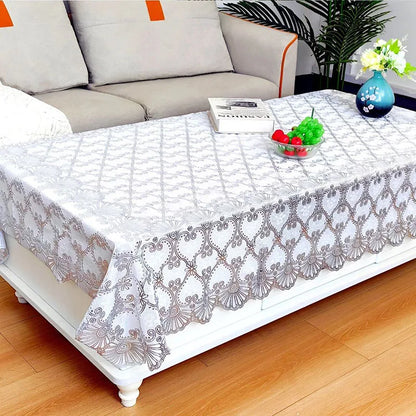 Europe and America Waterproof Lace Tablecloth Wash-Free Bronzing Dining Decoration Soft Dust-Proof Table Cover for Holiday Party