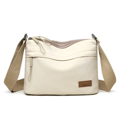 3 Main Pockets High Capacity Shoulder Crossbody Bag for Women Multi-pocket Purse Canvas Handbag Suitable for Mothers Shopping