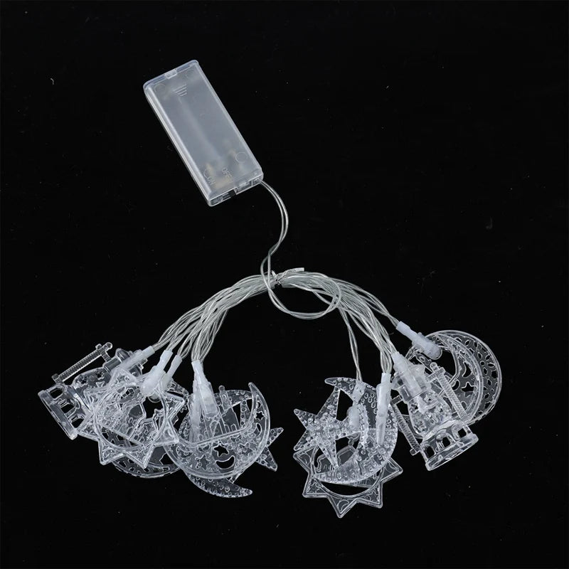 1.5M 10LED EID Mubarak LED String Lights Islam Muslim Festival Party Moon Star Castle Lantern Ramadan Home Decoration 2024 New