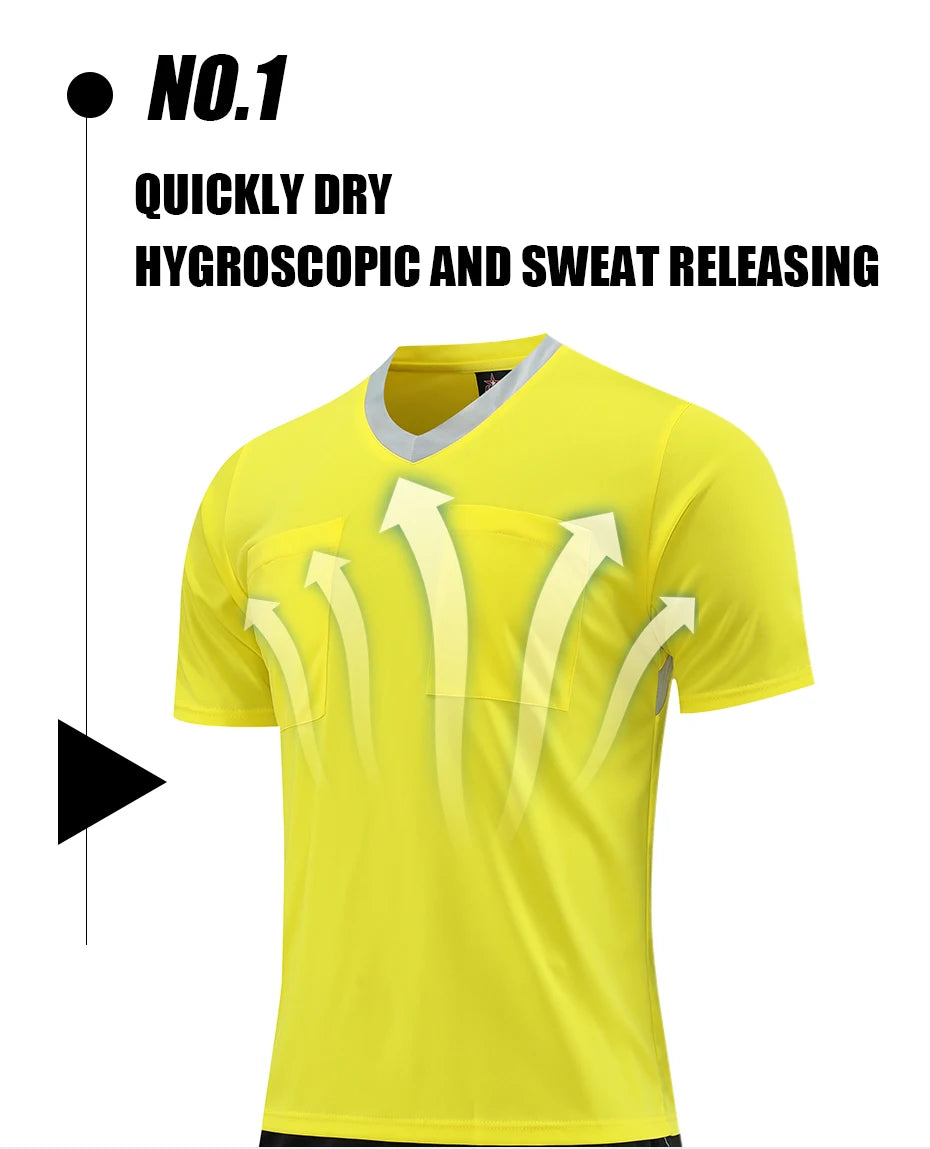 Professional Referee Jersey Set Custom Adult Soccer Jersey Set Football Referee Uniform Men Training Set Foot Team Shirt