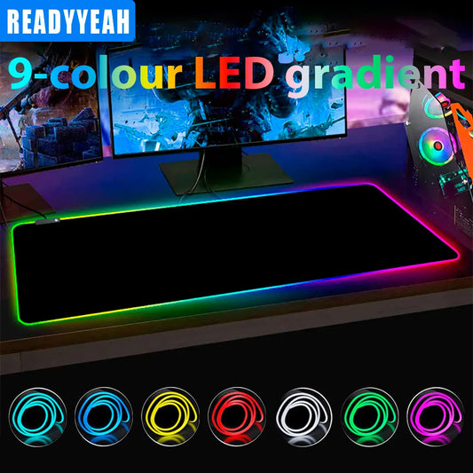 Gaming Mouse Pad Large RGB  Mouse Pad For Gamer Types LED Computer Mouse Accessories Big Desktop Carpet For Mechanical Keyboard
