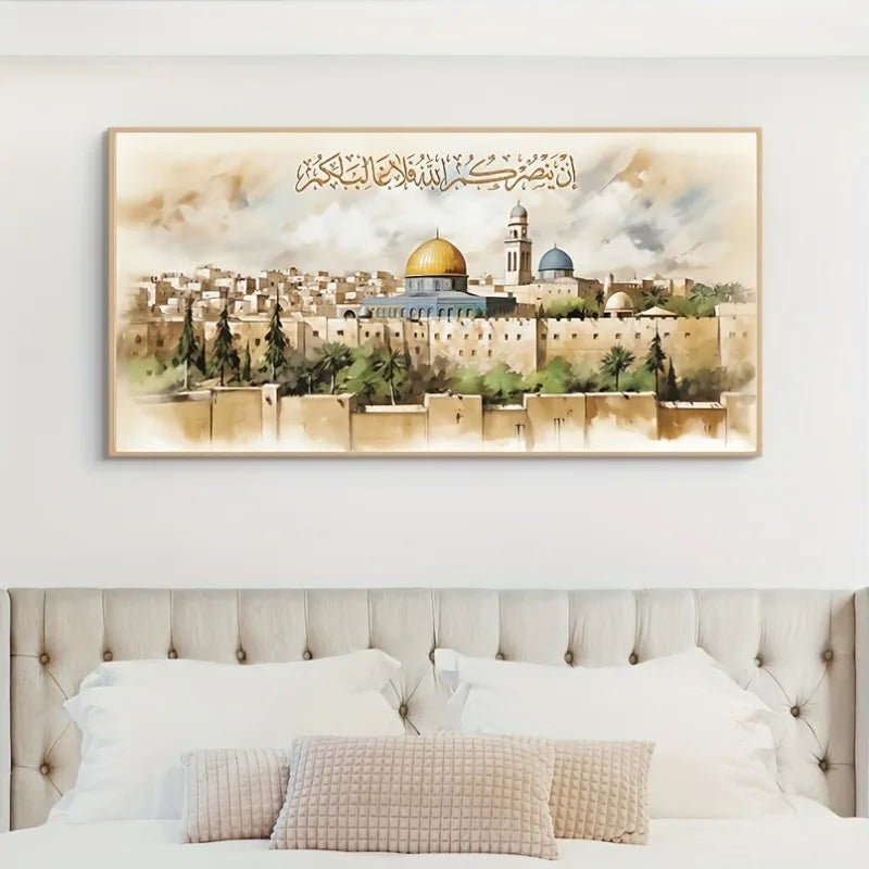 Canvas Print Posters Islamic Mosque Dome Rock Temple Canvas Wall Art Paintings Artwork Living Room Bedroom Hallway Wall Decor