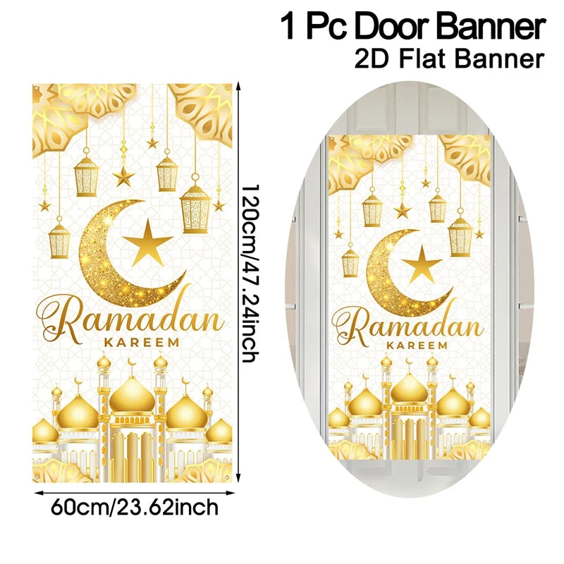 Eid Mubarak Door Decor Ramadan Kareem Banner Flag Ramadan Decorations For Home 2026 Islamic Muslim Party Decor Eid Al-Fitr Gifts