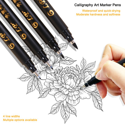 4 pcs Calligraphy Art Marker Pens Brush Art as a gift for Craft Supplies Art Writing Office School Supplies Stationery Student