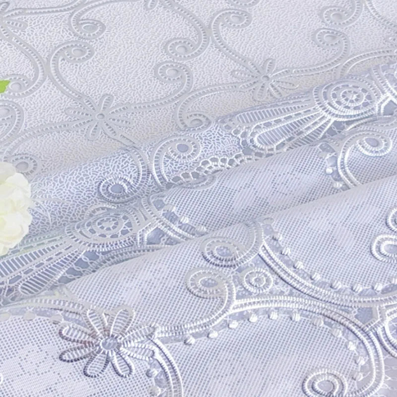 Europe and America Waterproof Lace Tablecloth Wash-Free Bronzing Dining Decoration Soft Dust-Proof Table Cover for Holiday Party
