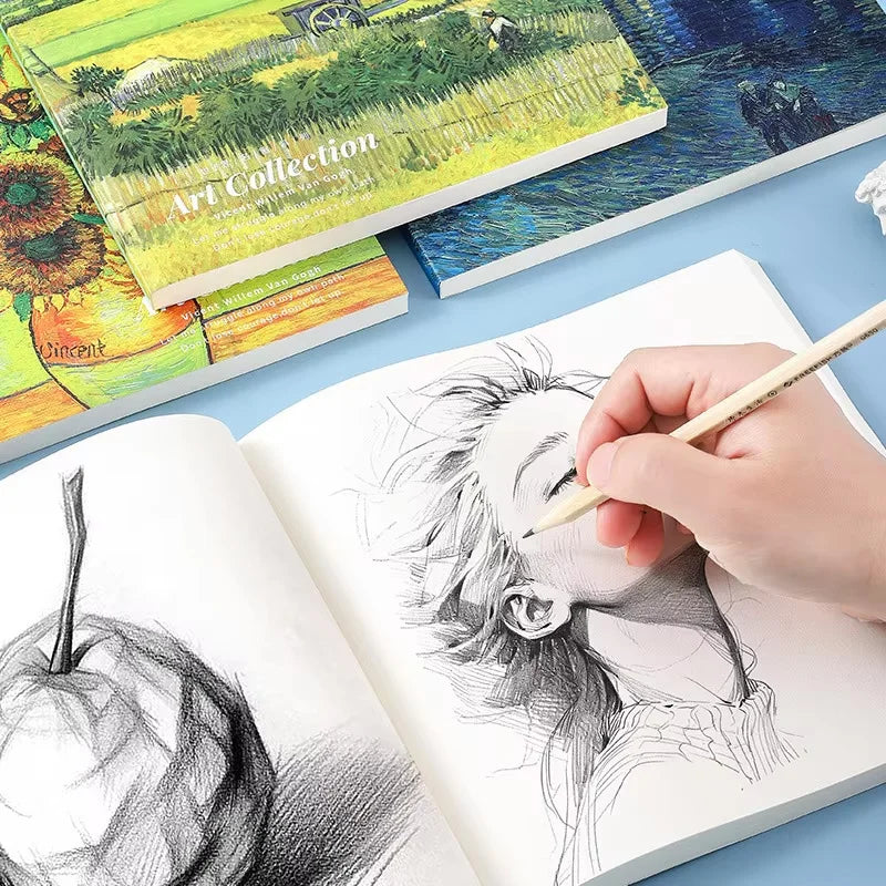 20K Van Gogh Oil Painting Sketch Book Hand Ledger Thickened with 80 Blank Student Art Drawing Special Sketching Book
