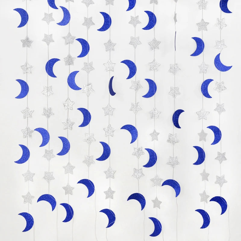 13Ft Iridescent Ramadan EID Mubarak Banner Decorations Hanging Star Moon Lamp Garlands Ramadan Mubarak Home Decor Birthday Party