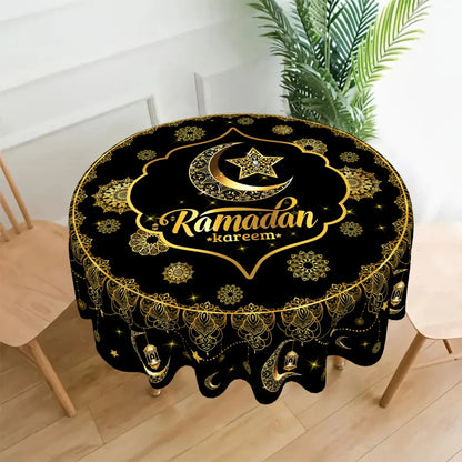 Ramadan Round Tablecloth Table Cover Ramadan Decoration 2026 for Home Ramadan Kareem Islamic Muslim Party Eid Al-Fitr Gift