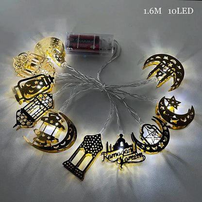 Ramadan Star Moon Castle LED String Lights Eid Mubarak Gift Islam Muslim Ramadan Kareem Decorations for Home Eid al-Fitr Party