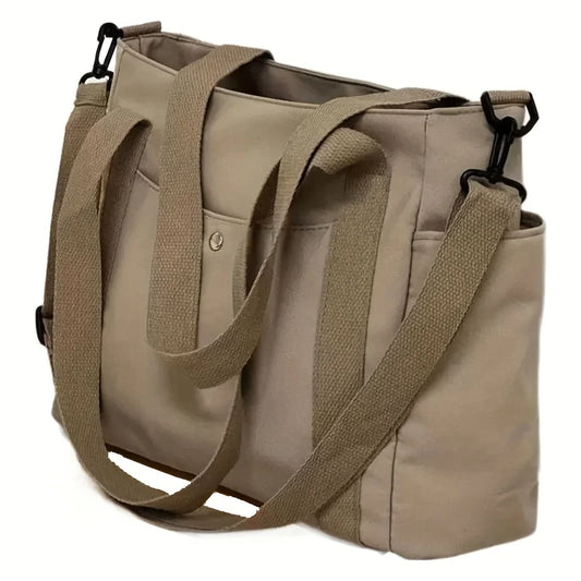 Large Capacity Nylon Crossbody Bag Casual Solid Color Messenger Shoulder Bag with Removable Strap