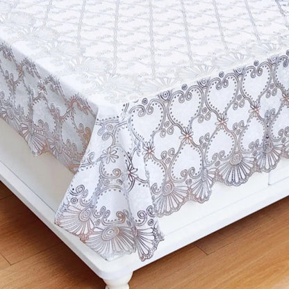 Europe and America Waterproof Lace Tablecloth Wash-Free Bronzing Dining Decoration Soft Dust-Proof Table Cover for Holiday Party