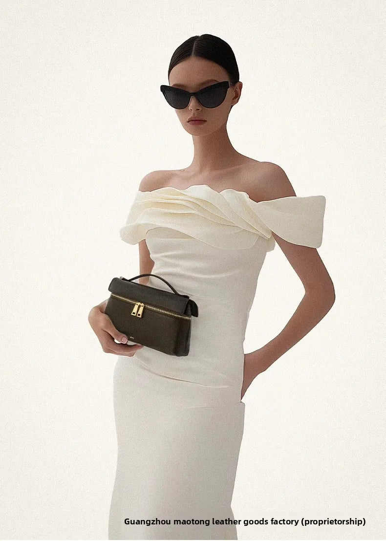 JWPEI Box-Shaped Cross-Border Shoulder Bag Small Niche Design Handbag Diagonal Bag Leather Handbag for Daily Matching